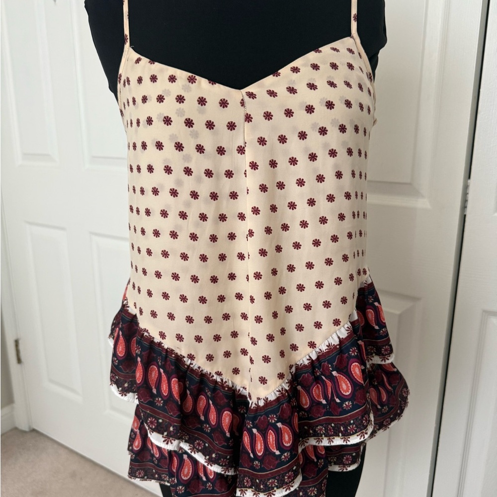 Maeve Cream and Purple Patterned Dress